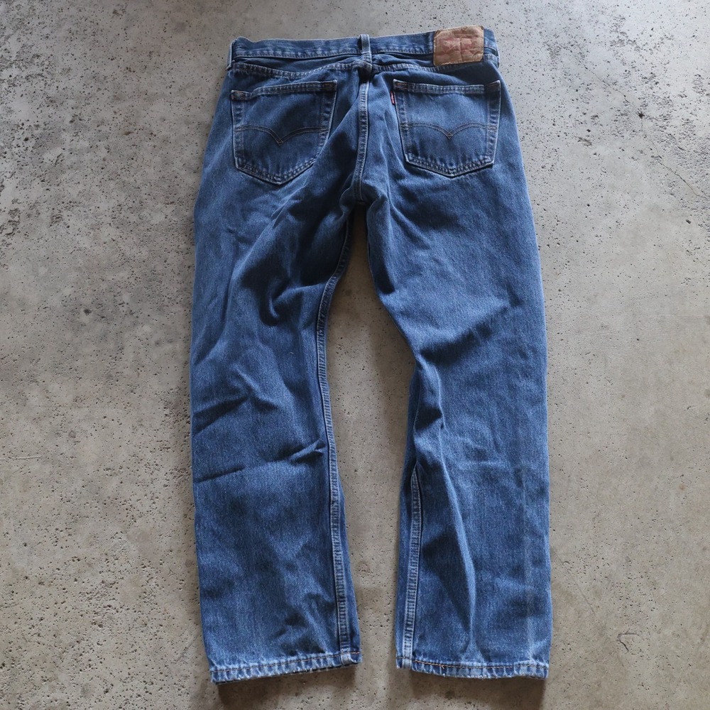 Levi's 501 Straight Leg Jeans Mens 34x29 Medium Wash Button Fly Denim